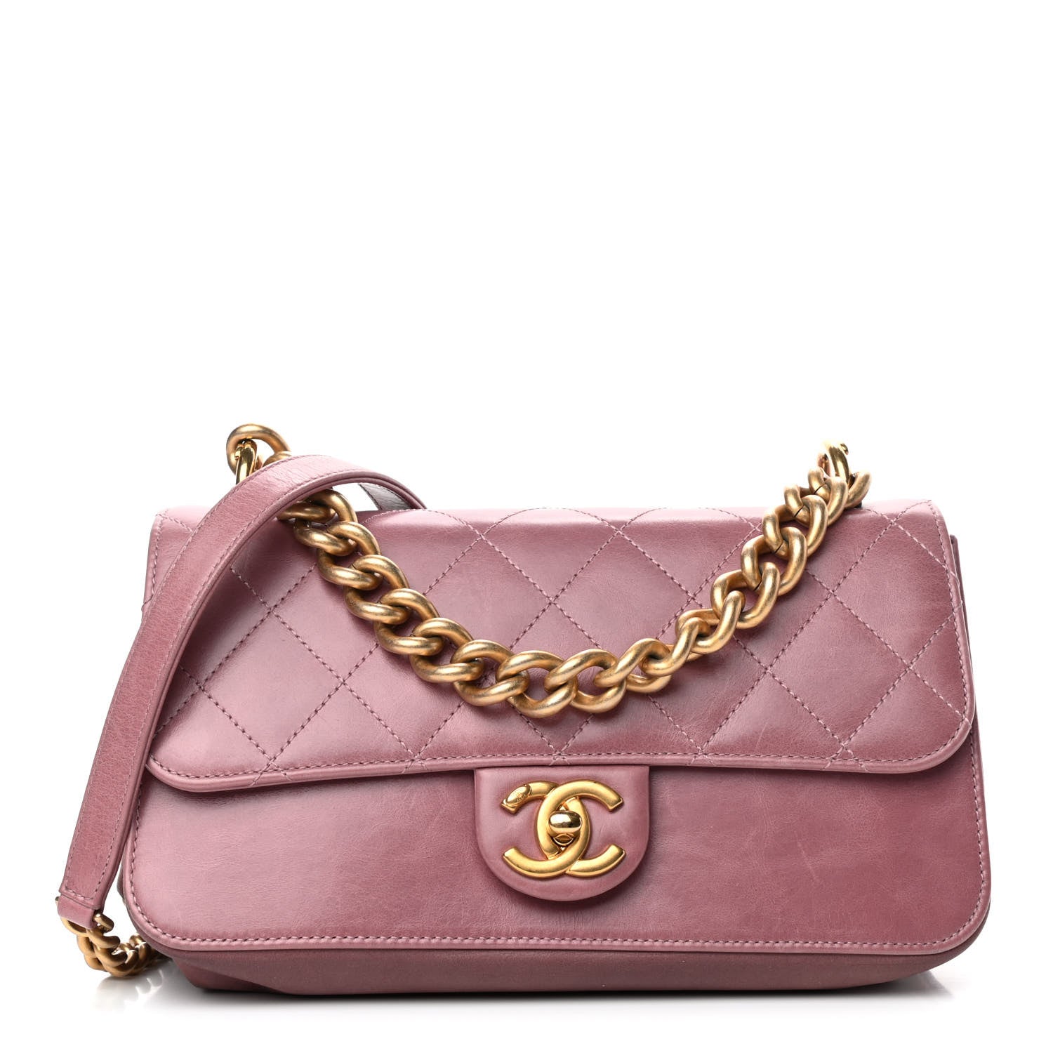 Chanel Iridescent Calfskin Quilted Small Straight Lined Flap Purple 1 of 4