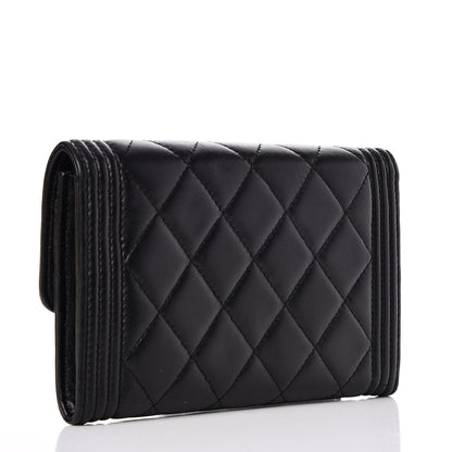 Chanel Calfskin Quilted Small Boy Flap Wallet Black 3 of 8
