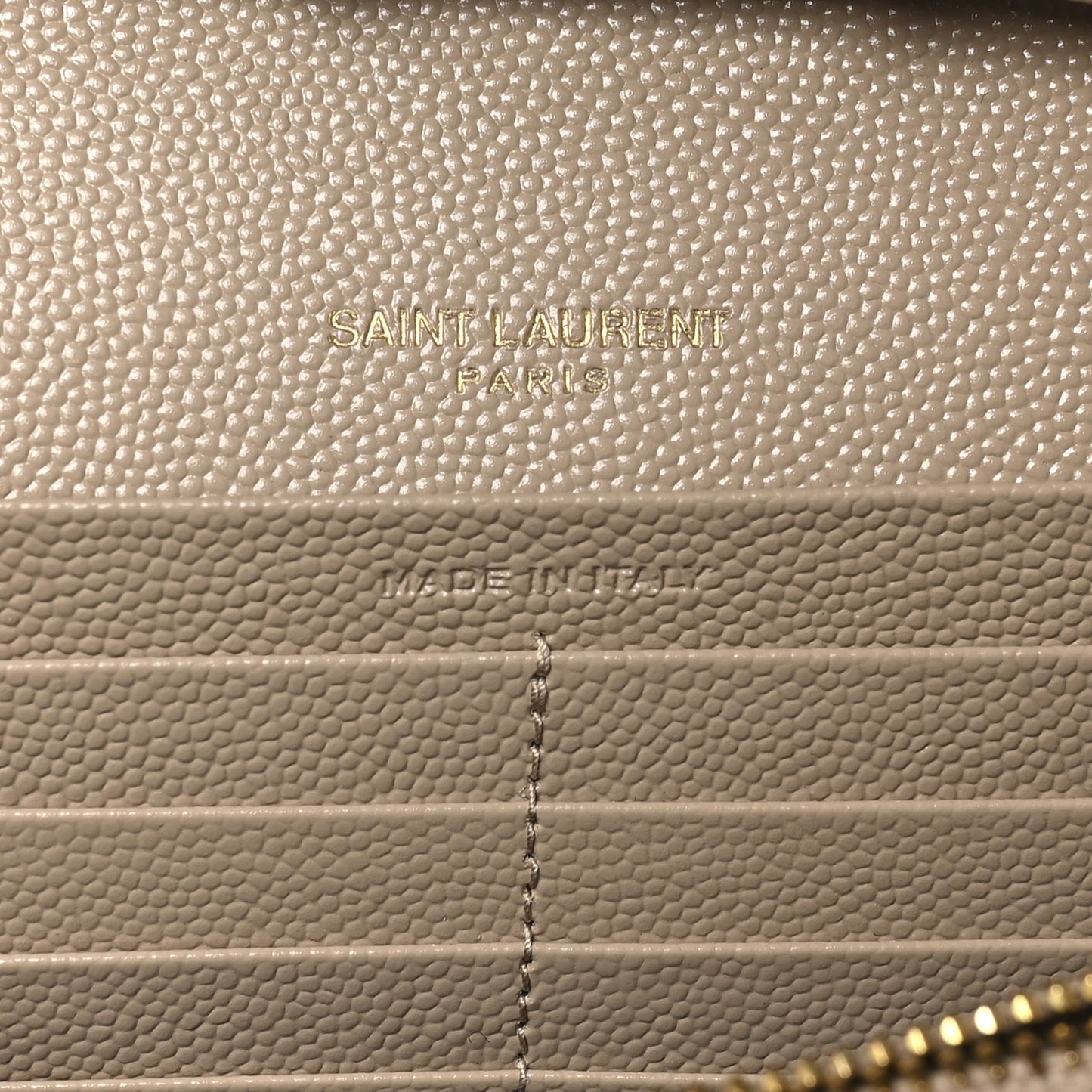Grain De Poudre Mixed Matelasse Triquilt Monogram Chain Wallet Dark Beige