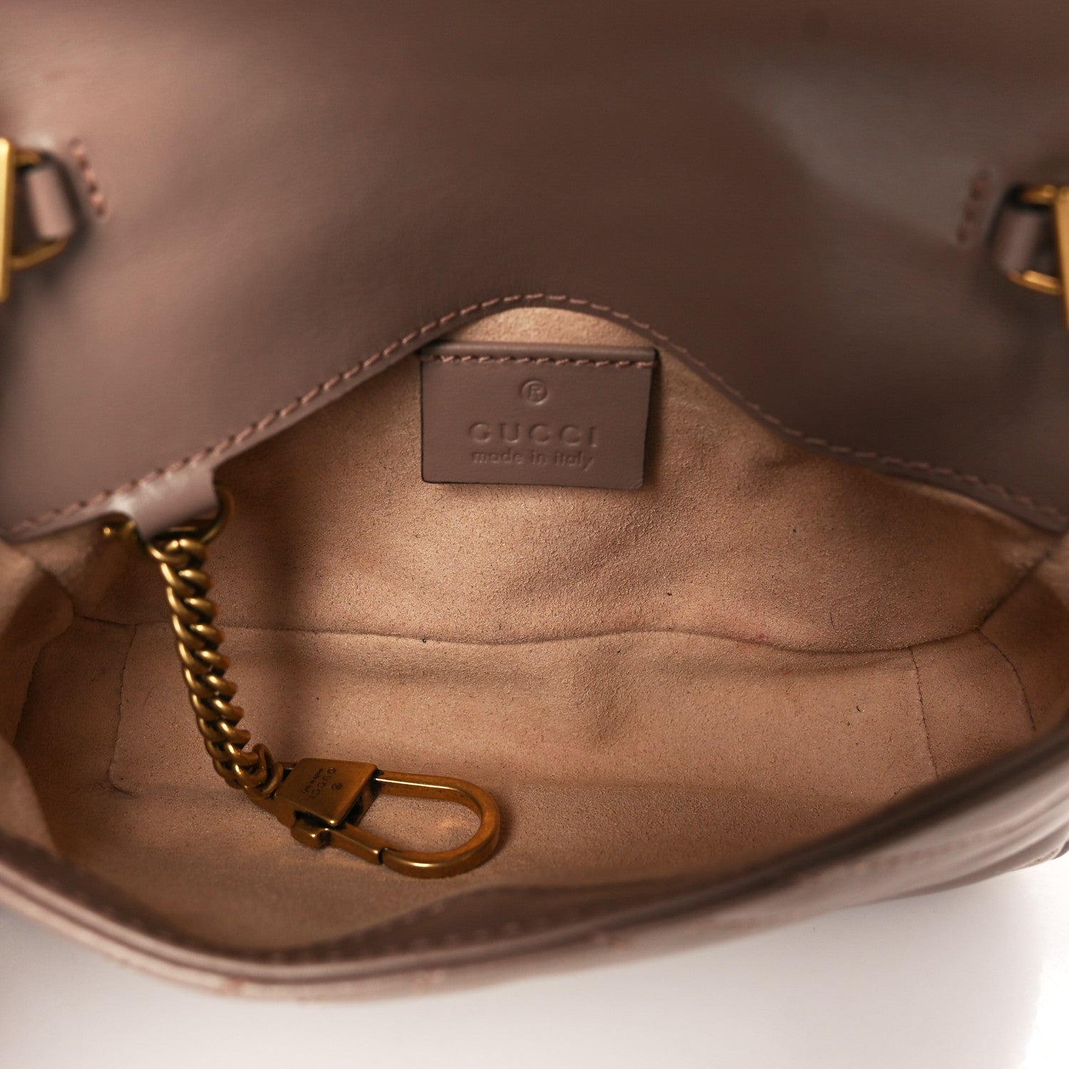 Gucci Calfskin Matelasse Super Mini GG Marmont Shoulder Bag Porcelain Rose 5 of 10