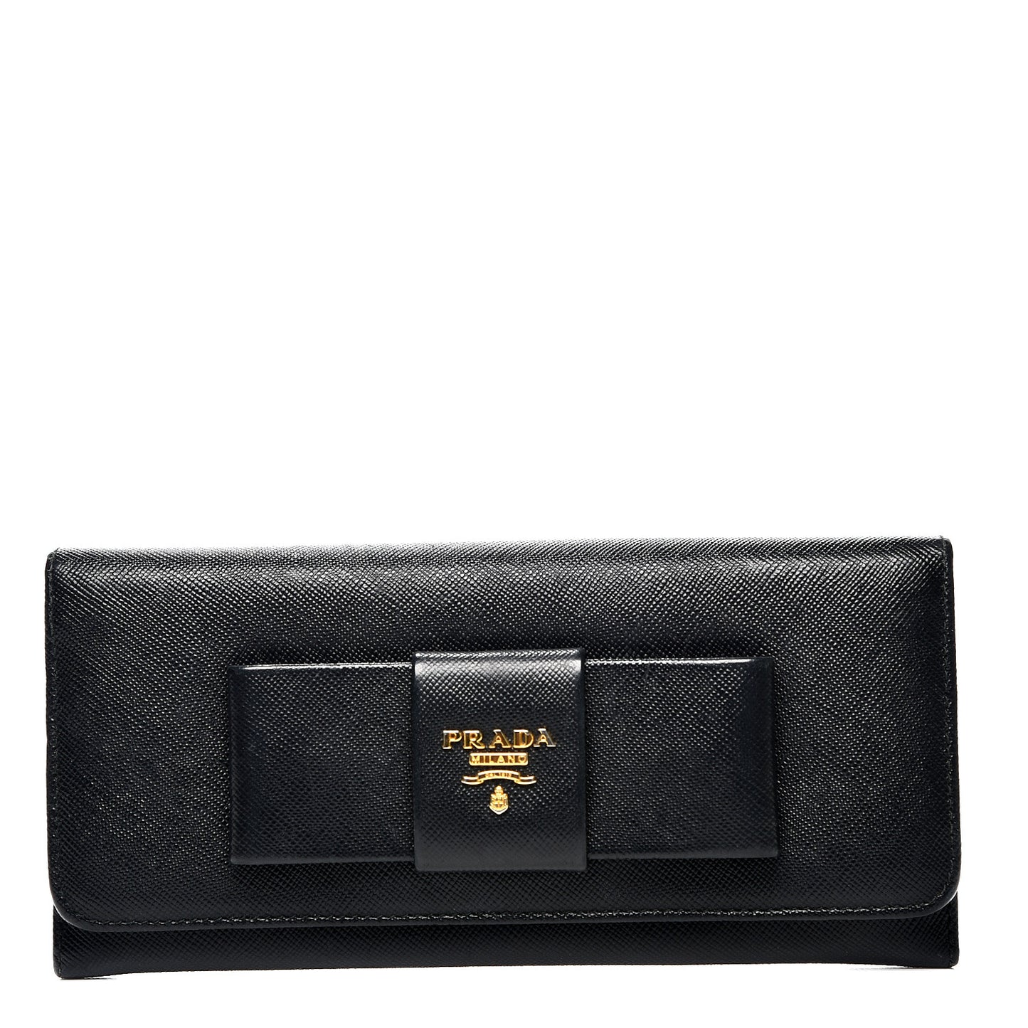 Saffiano Bow Continental Wallet Nero Black