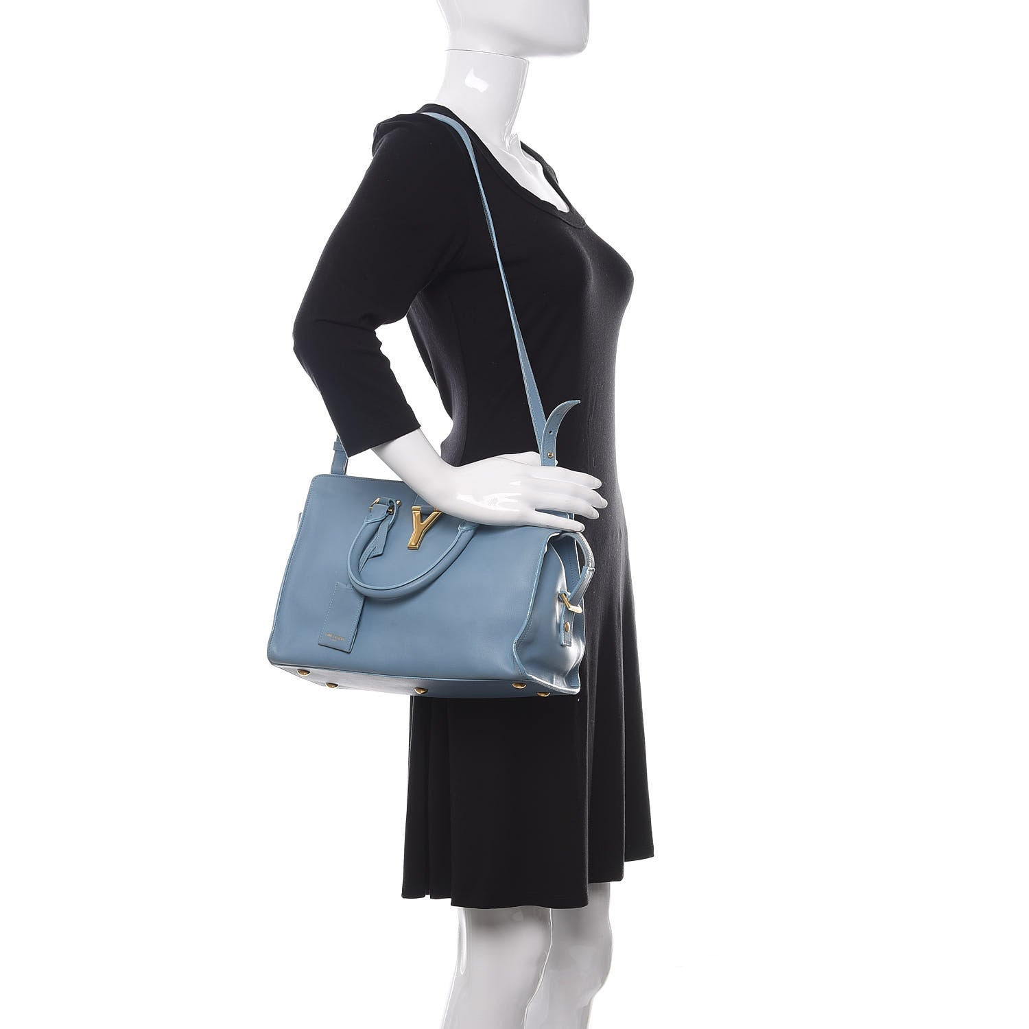 Saint Laurent Calfskin Small Classic Y Cabas Blue Glacier 2 of 10