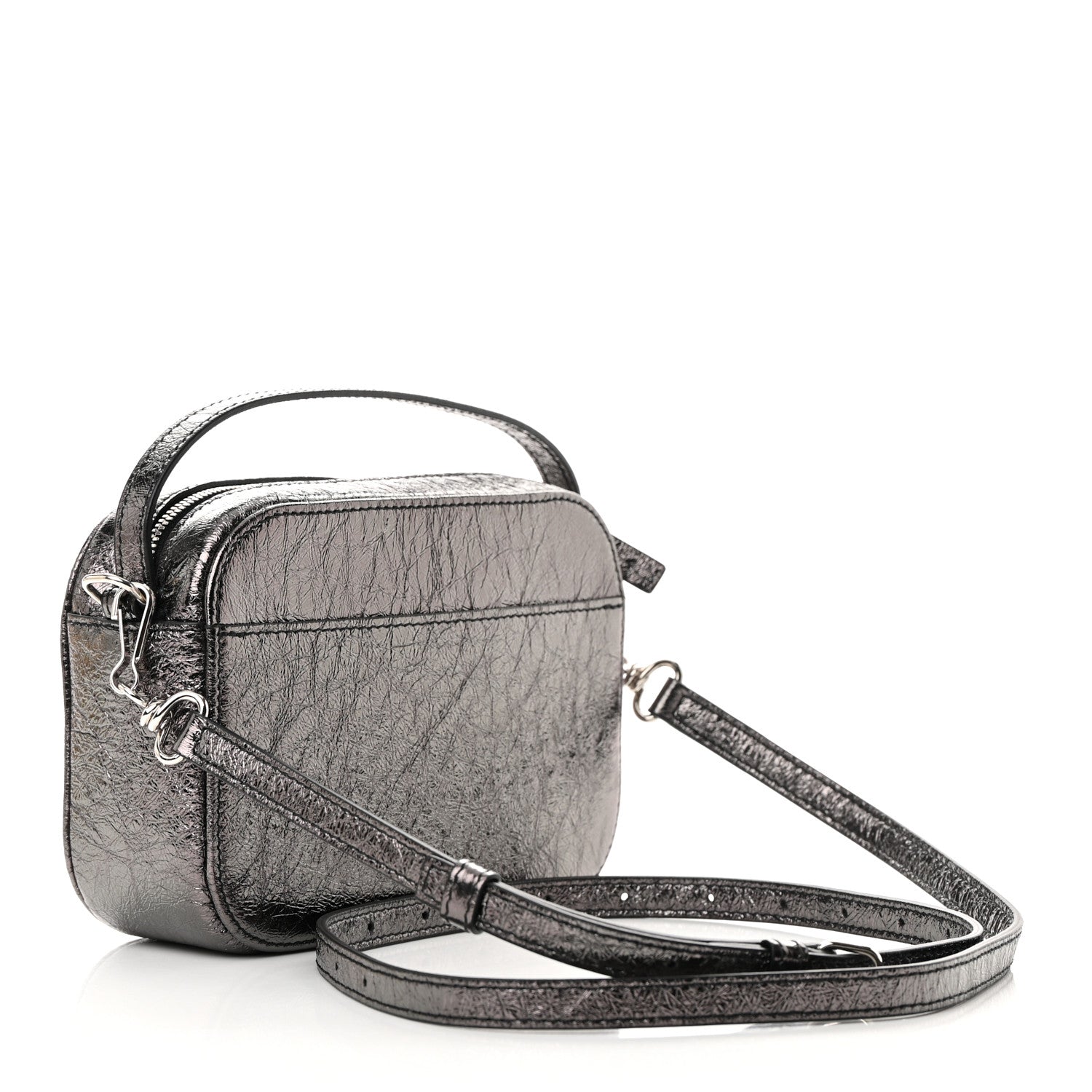 Balenciaga Metallic Textured Calfskin XS Everyday Camera Bag with Handle Black 3 of 10