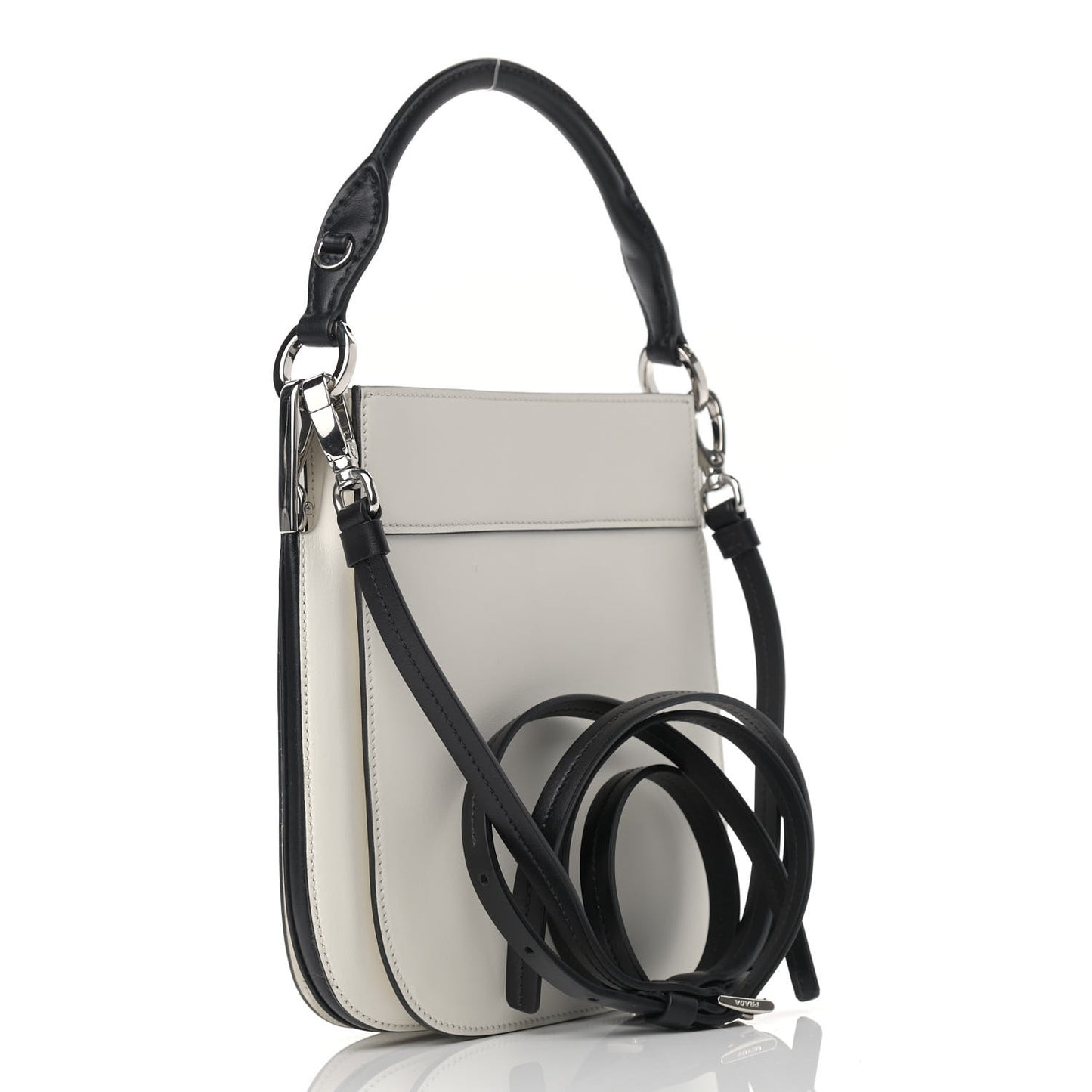City Calfskin Small Margit Bag White Black