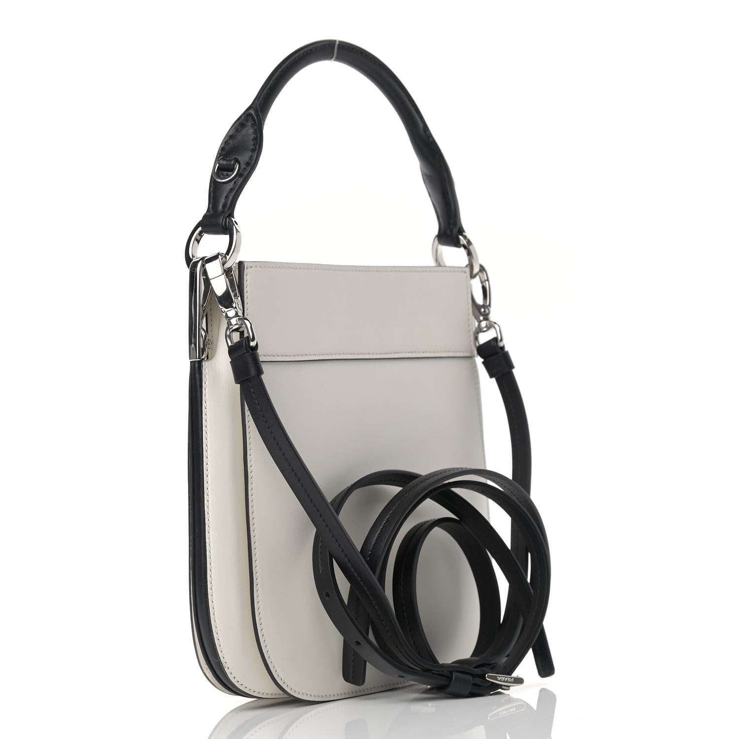 Prada City Calfskin Small Margit Bag White Black 3 of 9