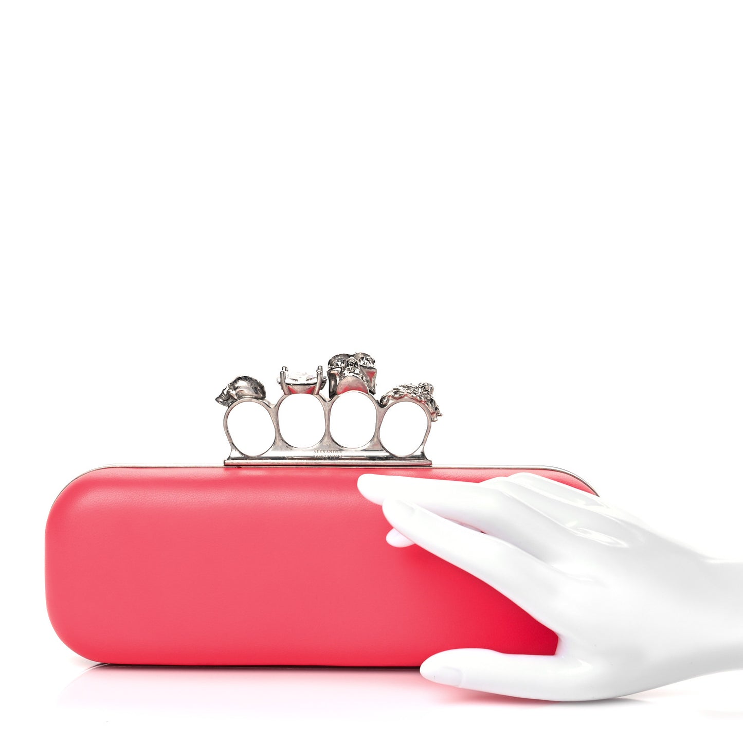 Nappa Skull Knuckle Box Clutch Geranio