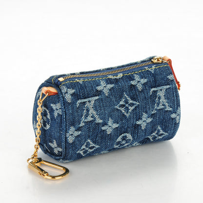 Louis Vuitton Monogram Denim Pochette Speedy PM Key Holder Blue 3 of 7