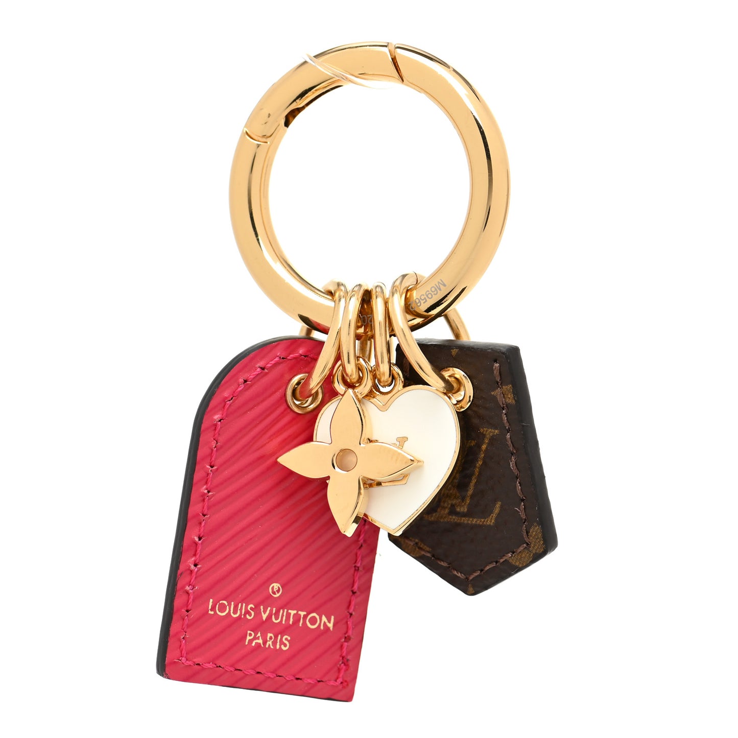 Monogram Fetish Lug Tag Bag Charm Fuschia