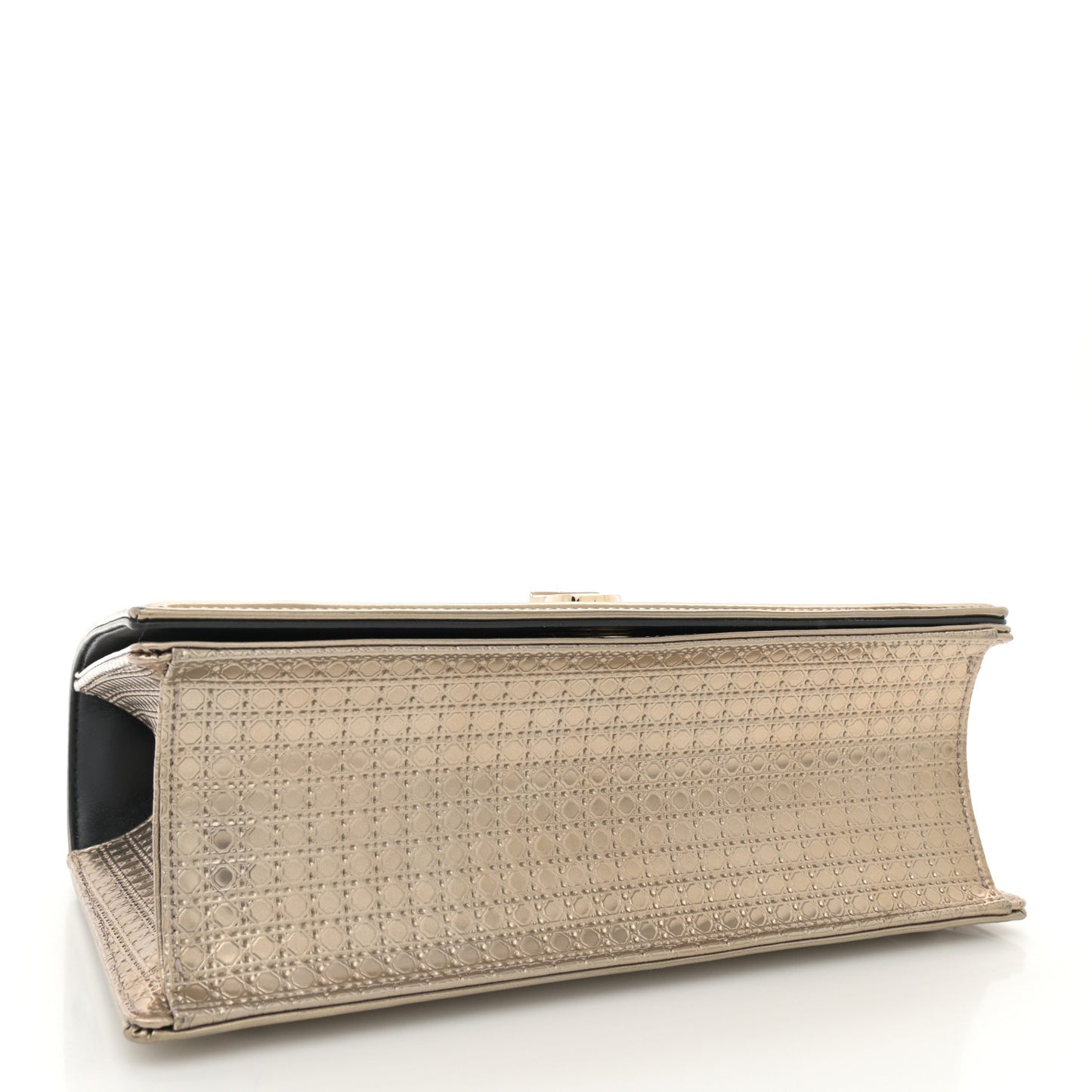 Metallic Patent Micro-Cannage Medium Diorama Flap Bag Gold