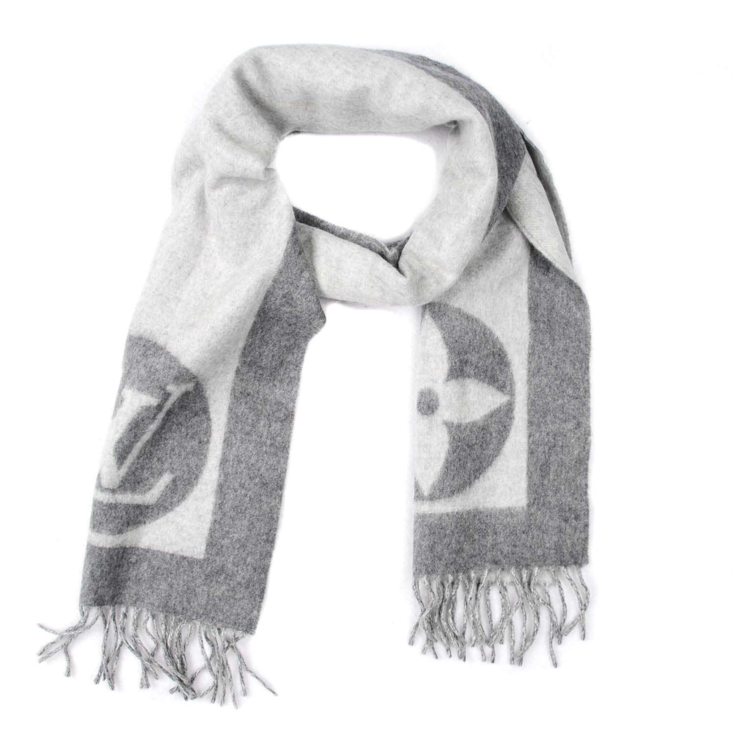 Louis Vuitton Lambswool Angora Cardiff Scarf Grey 1 of 4