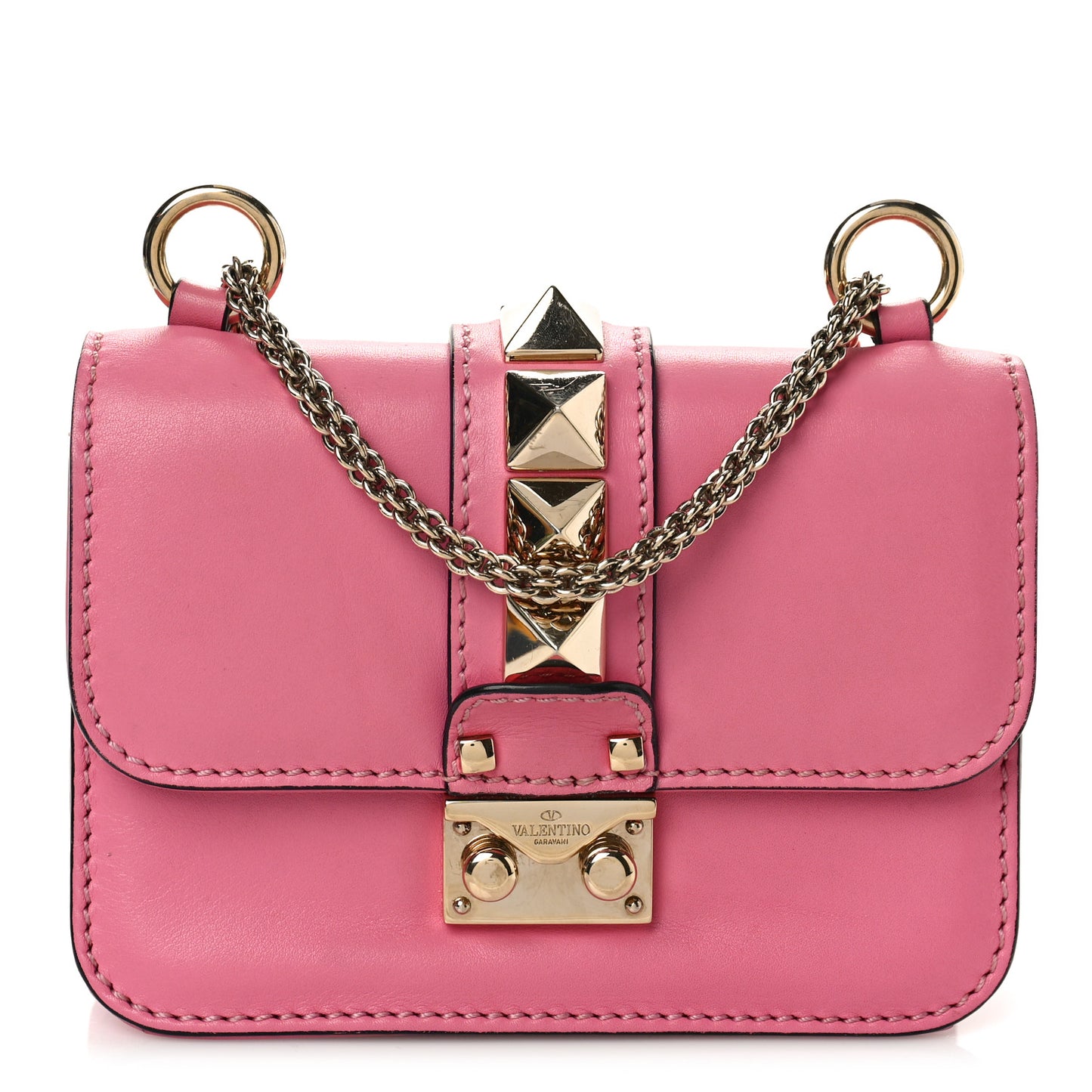Vitello Mini Glam Lock Rockstud Flap Ninphea