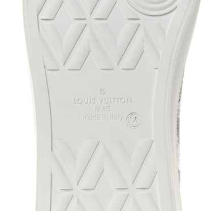 Louis Vuitton Metallic Patent Embossed Damier Tattoo Mens Low Top Sneakers 7.5 Grey 8 of 9