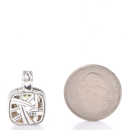 David Yurman Sterling Silver Diamond Prasiolite 11mm Albion Enhancer Pendant 2 of 3