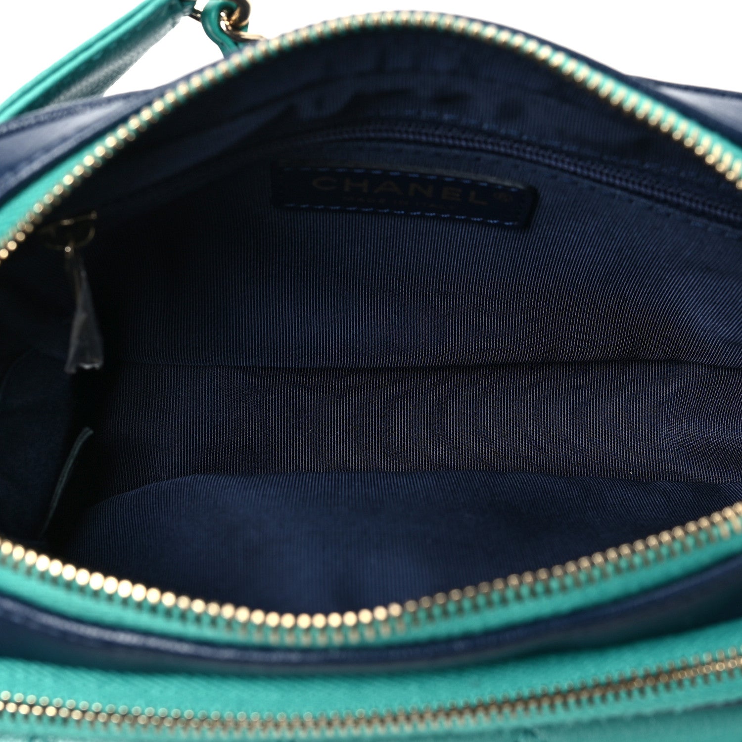 Chanel Goatskin Quilted Tri-Color In & Out Waist Bag Navy Turquoise Pink 5 of 8