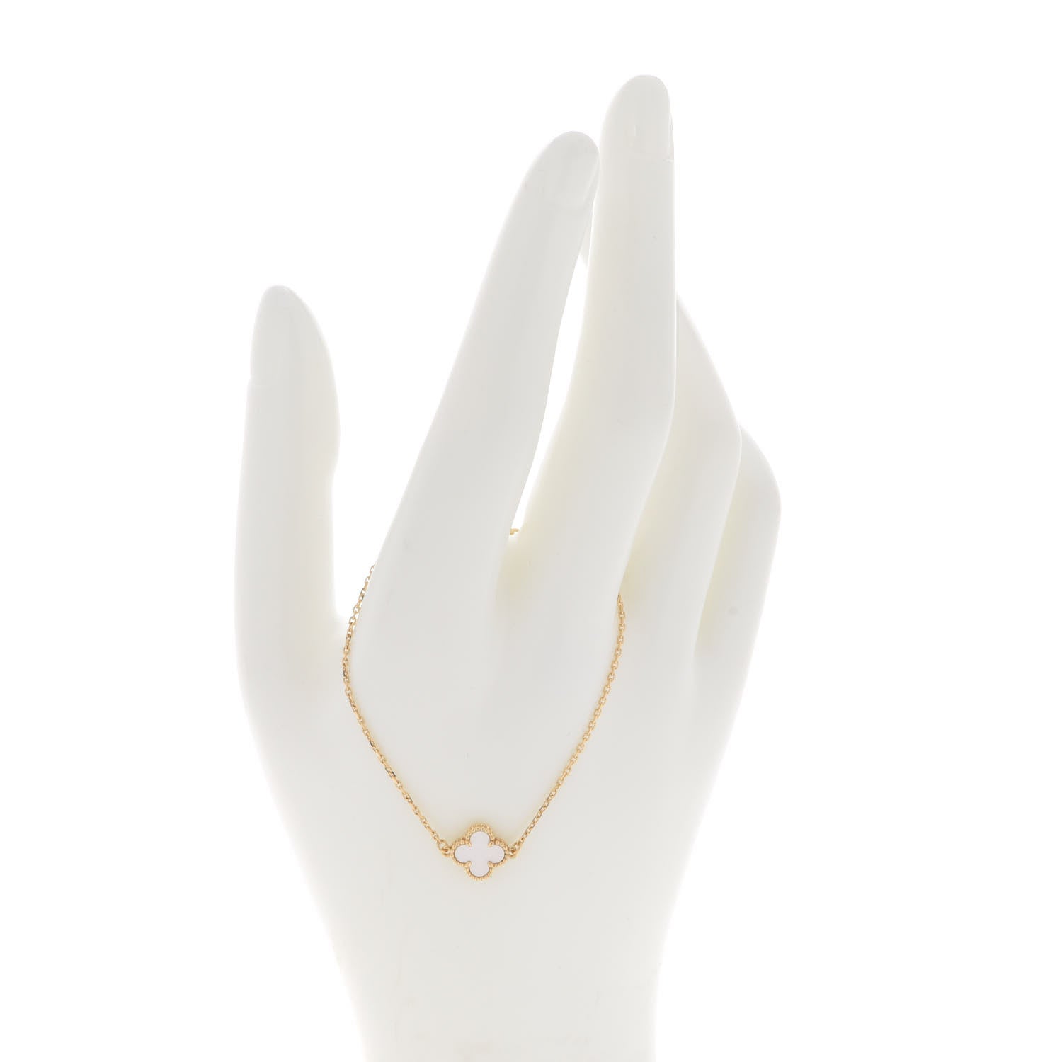 Van Cleef & Arpels 18K Yellow Gold Mother of Pearl Sweet Alhambra Bracelet 2 of 8