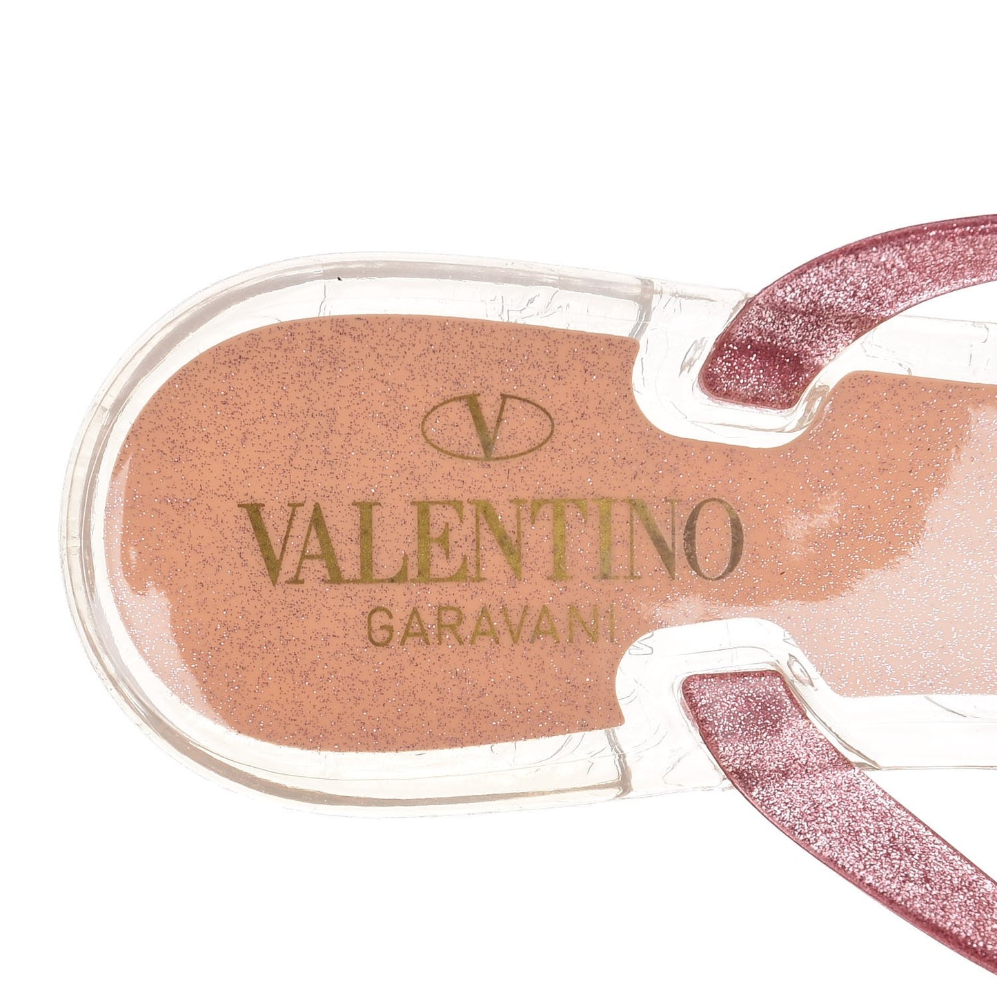 PVC Jelly Glitter Rockstud Bow Thong Sandals 37 Pink
