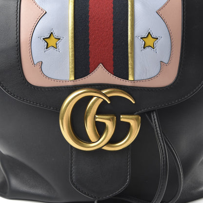 Gucci Calfskin Web GG Marmont Flap Chain Backpack Black 9 of 9