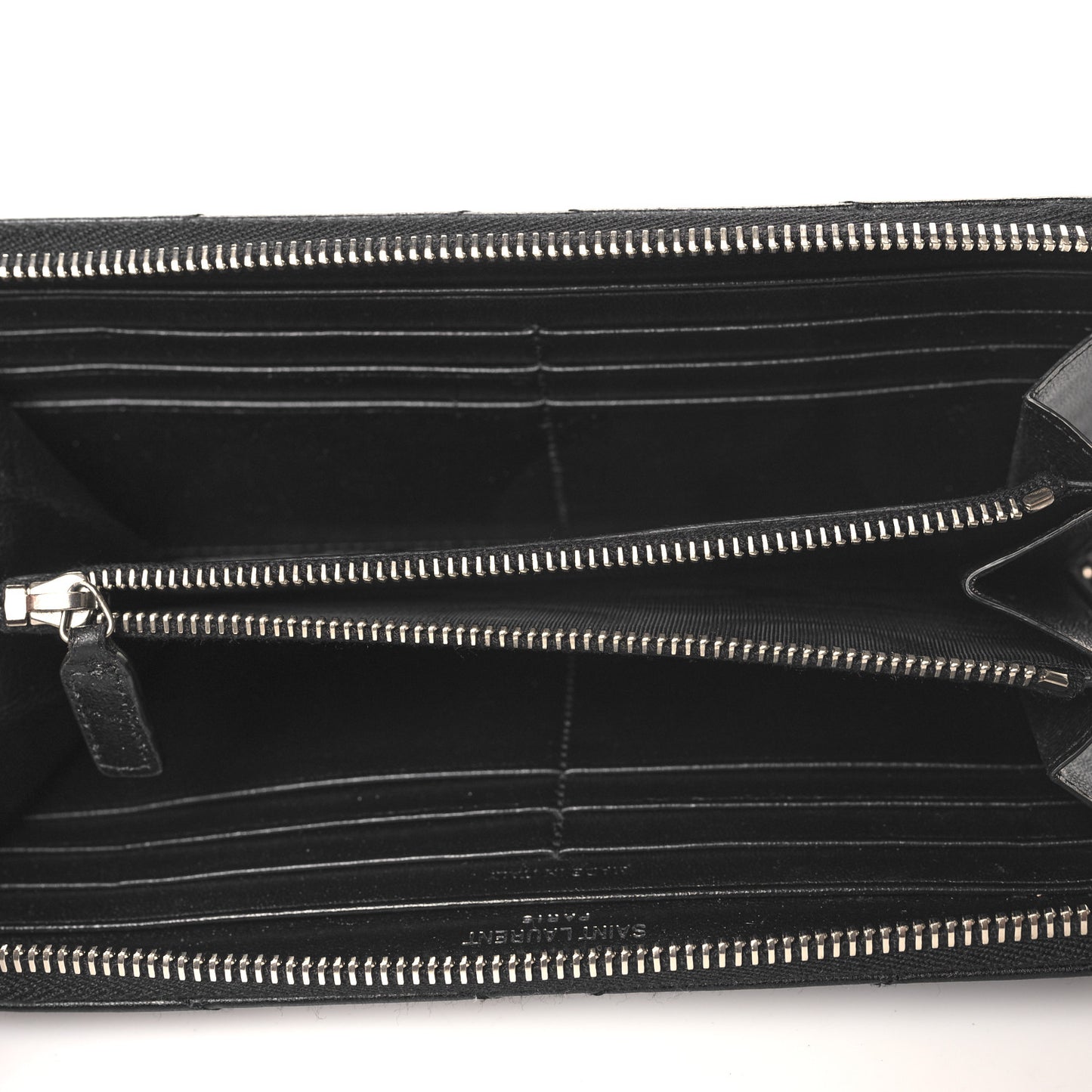 Calfskin Matelasse Chevron Monogram Zip Around Wallet Black