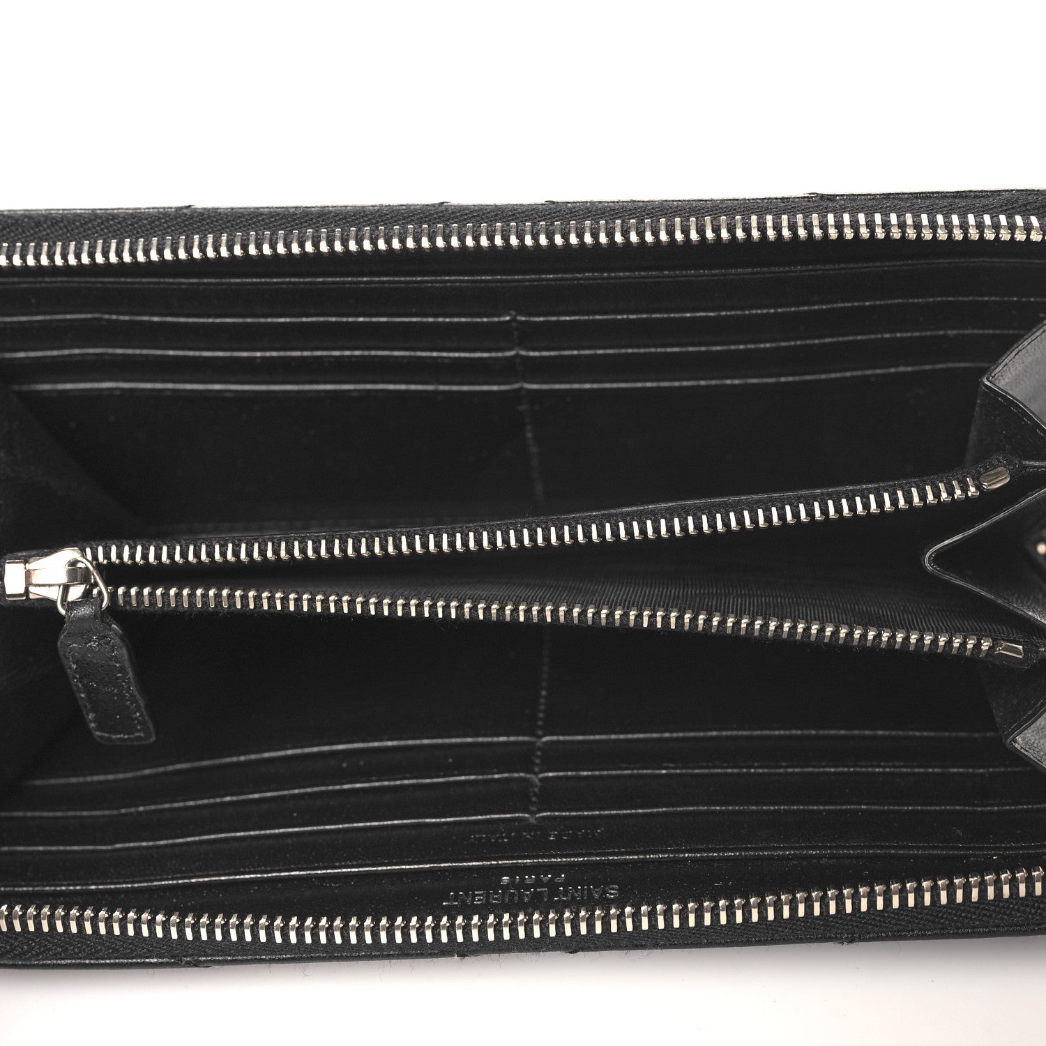 Saint Laurent Calfskin Matelasse Chevron Monogram Zip Around Wallet Black 5 of 7