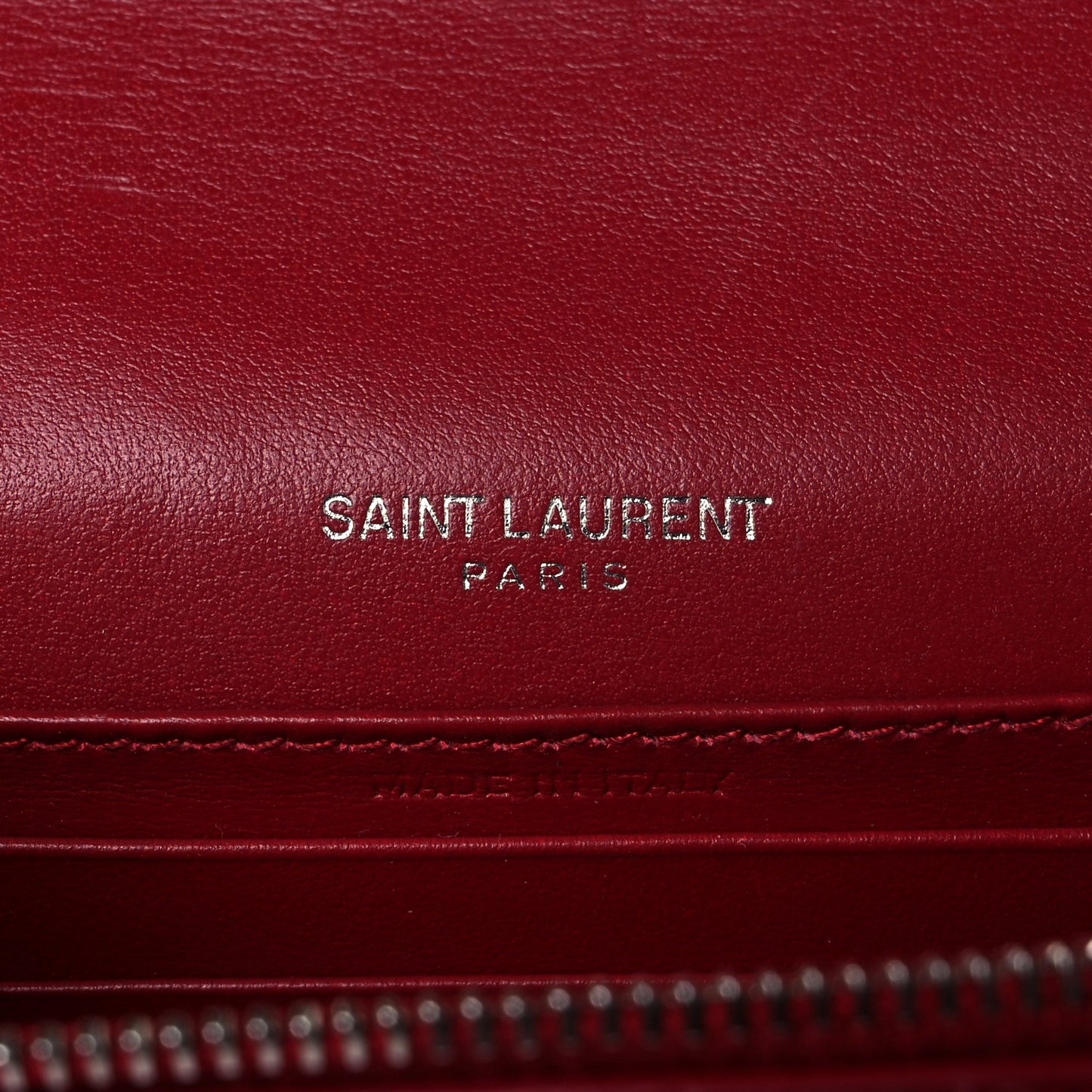 Calfskin Crocodile Embossed Monogram Sunset Chain Wallet New Lipstick Red