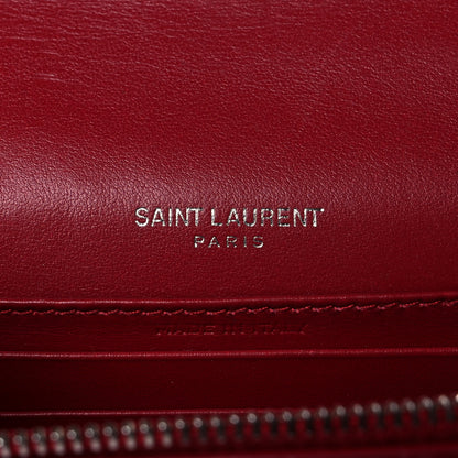 Saint Laurent Calfskin Crocodile Embossed Monogram Sunset Chain Wallet New Lipstick Red 5 of 9