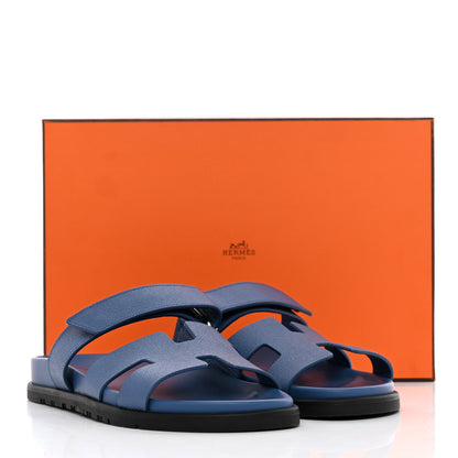 Hermes Epsom Womens Chypre Sandals 39 Bleu Bleuet 9 of 9