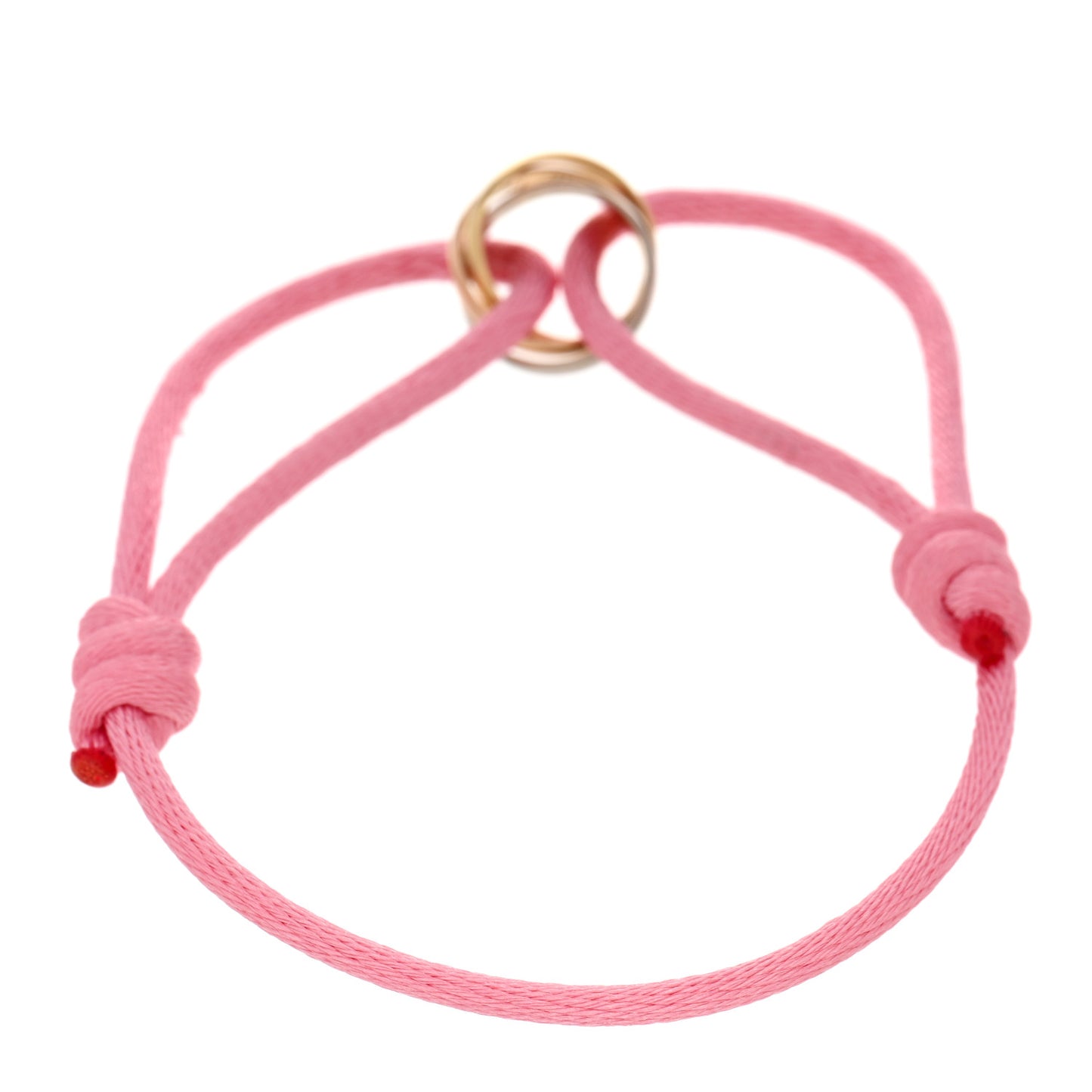 18k Pink Yellow White Gold Trinity Adjustable Cord Bracelet Pink