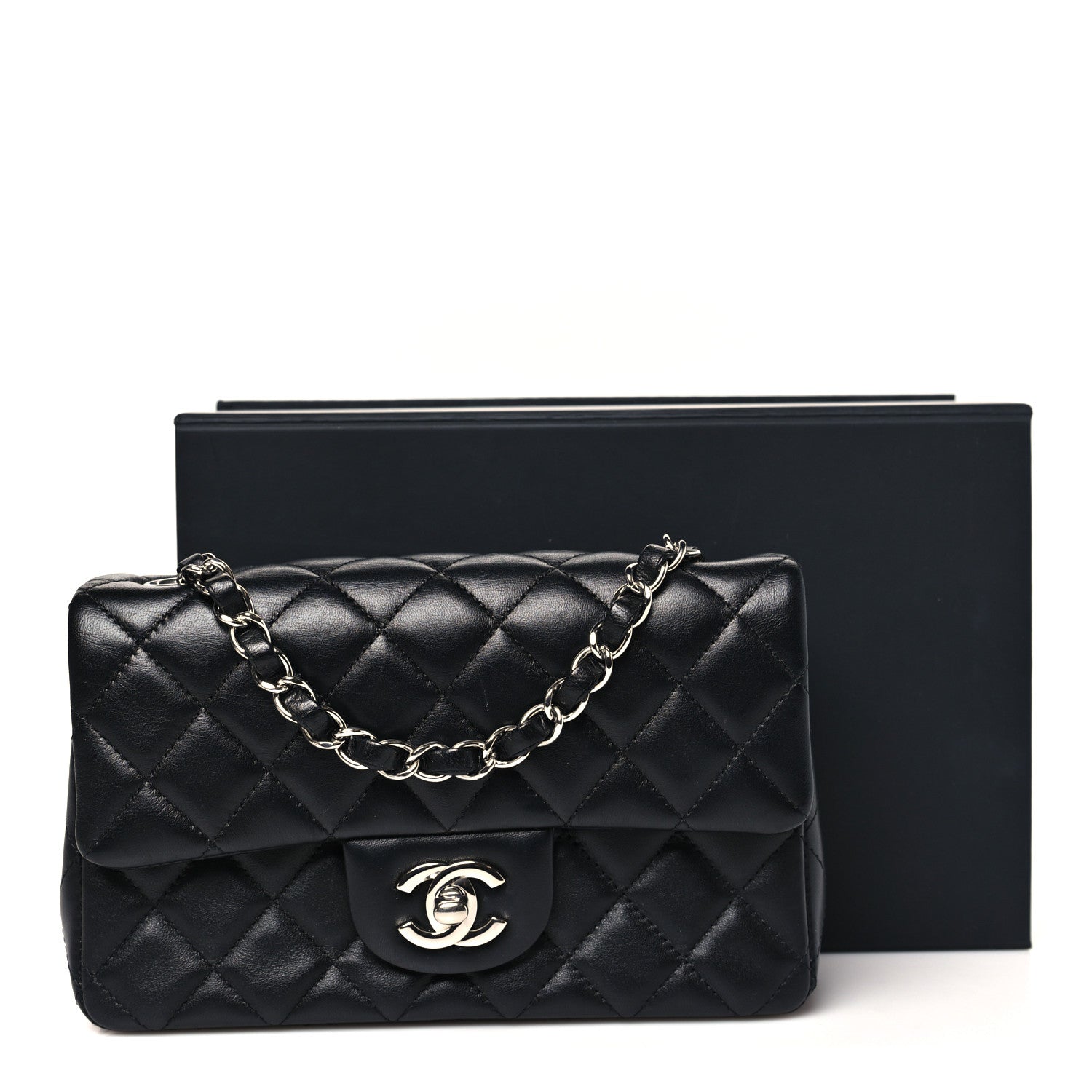 Chanel Lambskin Quilted Mini Rectangular Flap Black 12 of 12