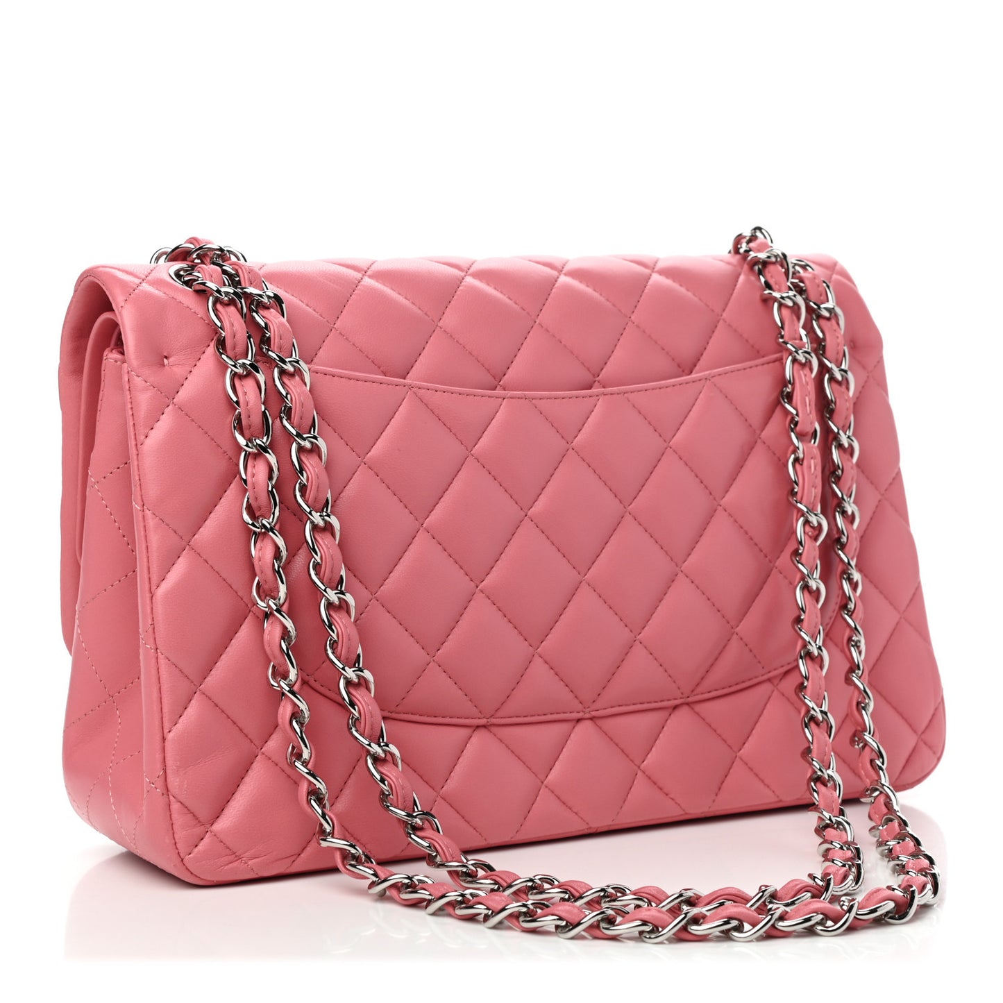 Lambskin Quilted Jumbo Double Flap Pink