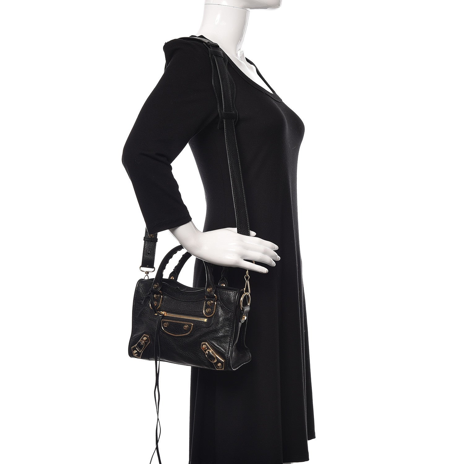 Balenciaga Chevre Gold Metallic Edge Hardware Mini City Black 2 of 10