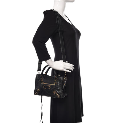 Balenciaga Chevre Gold Metallic Edge Hardware Mini City Black 2 of 10
