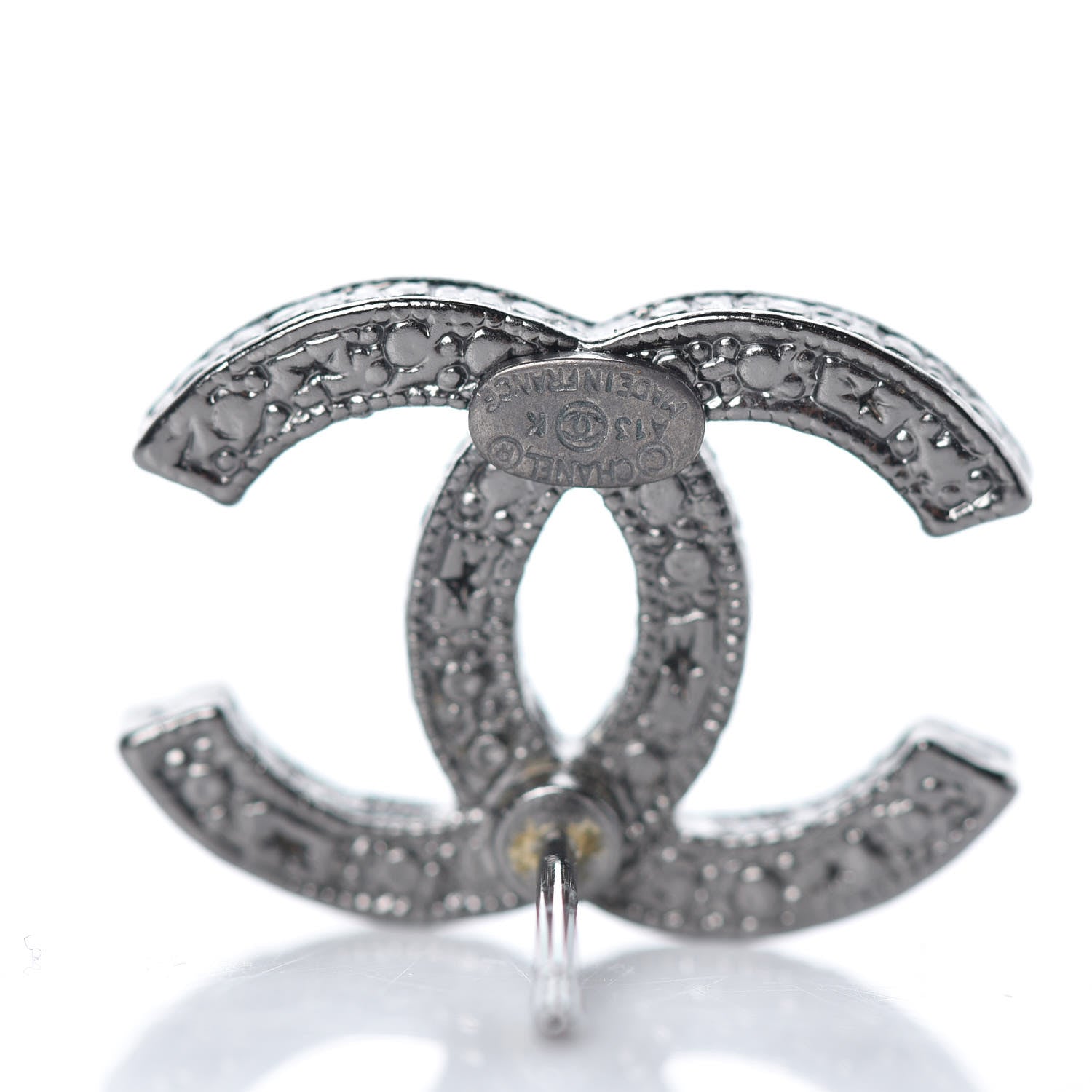 Chanel Ruthenium Crystal CC Earrings Silver Black 3 of 4