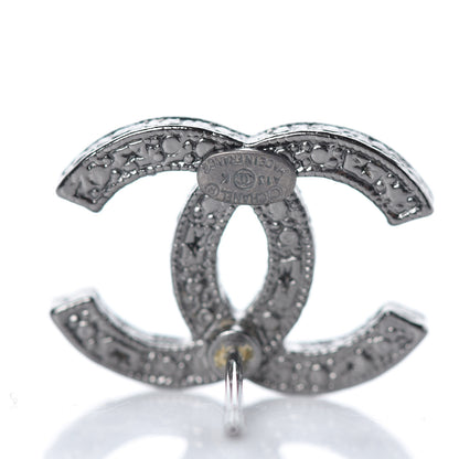 Chanel Ruthenium Crystal CC Earrings Silver Black 3 of 4