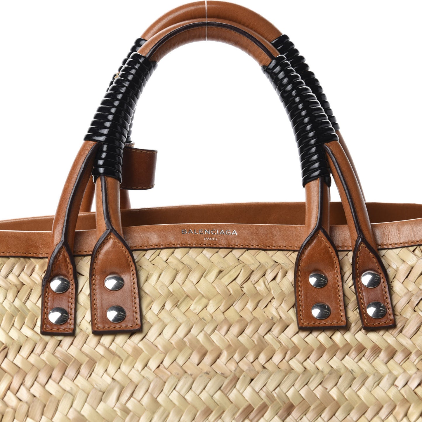 Straw Calfskin Bistrot Panier Small Tote Natural