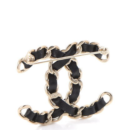Chanel Lambskin Chain CC Brooch Black Gold 3 of 5