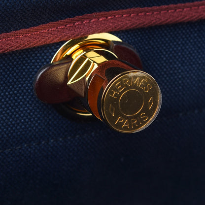 Hermes Toile Militaire Vache Hunter Herbag Zip Retourne 31 PM Rouge Sellier Bleu Marine 7 of 10
