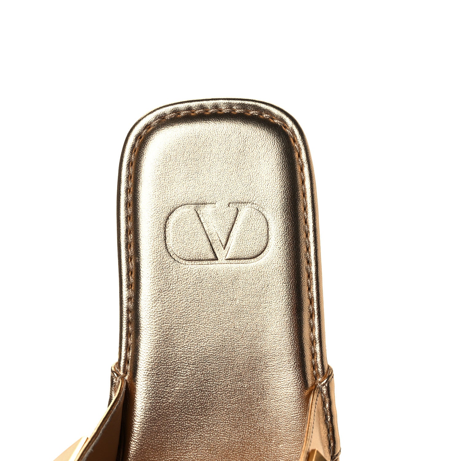 Valentino Garavani Metallic Nappa Roman Stud Slippers 39.5 Antique Brass 7 of 9