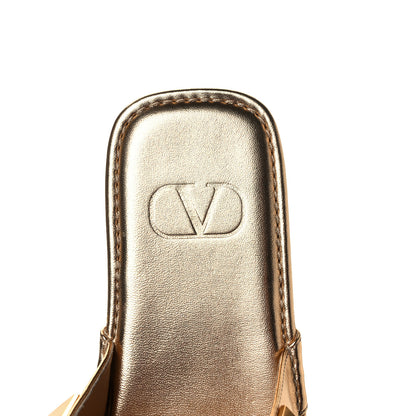 Valentino Garavani Metallic Nappa Roman Stud Slippers 39.5 Antique Brass 7 of 9