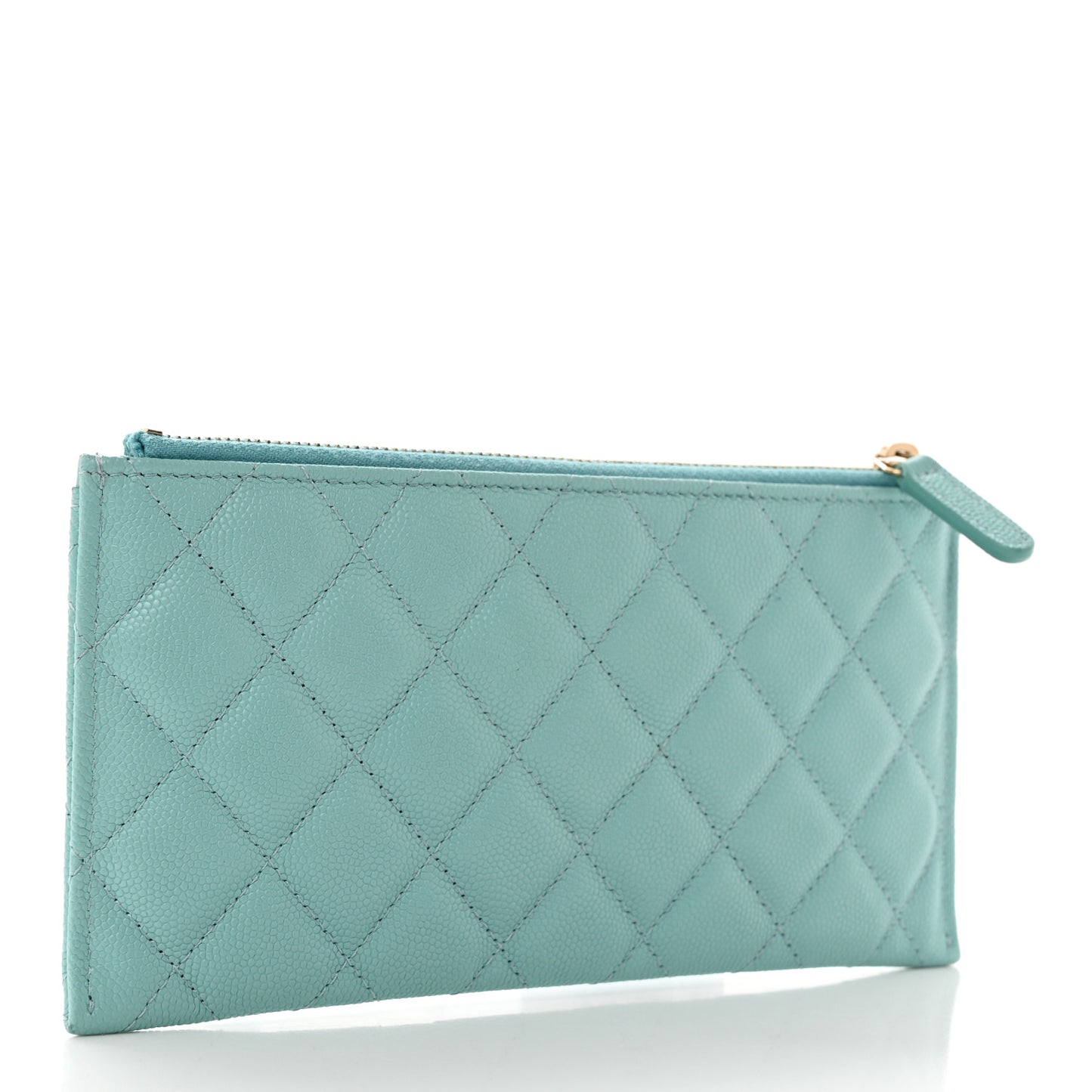 Caviar Quilted Classic Zip Pouch Light Blue