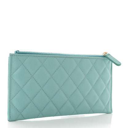 Chanel Caviar Quilted Classic Zip Pouch Light Blue 3 of 8