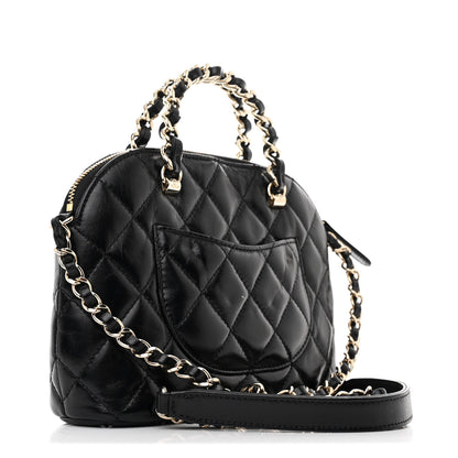 Chanel Shiny Lambskin Quilted Shiny Coco Clutch With Chain Black 3 of 11
