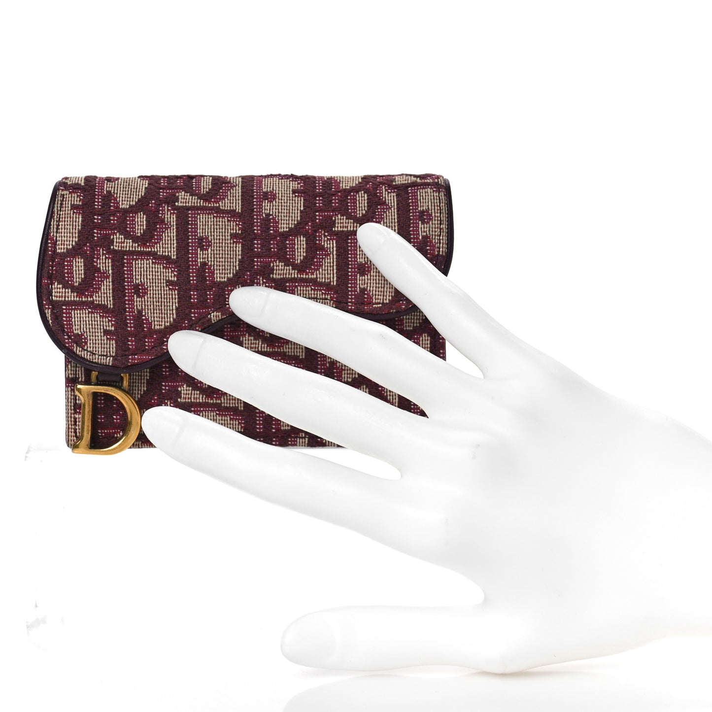 Oblique Saddle Card Holder Bordeaux