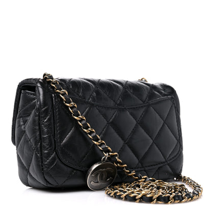 Chanel Aged Calfskin Quilted Extra Mini Medallion Flap Black 3 of 9