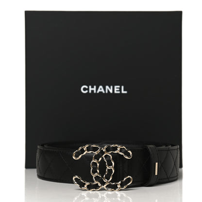 Chanel Calfskin Quilted CC Chain Belt 95 38 Black 9 of 9