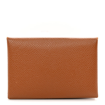 Hermes Epsom Calvi Card Case Gold 1 of 7