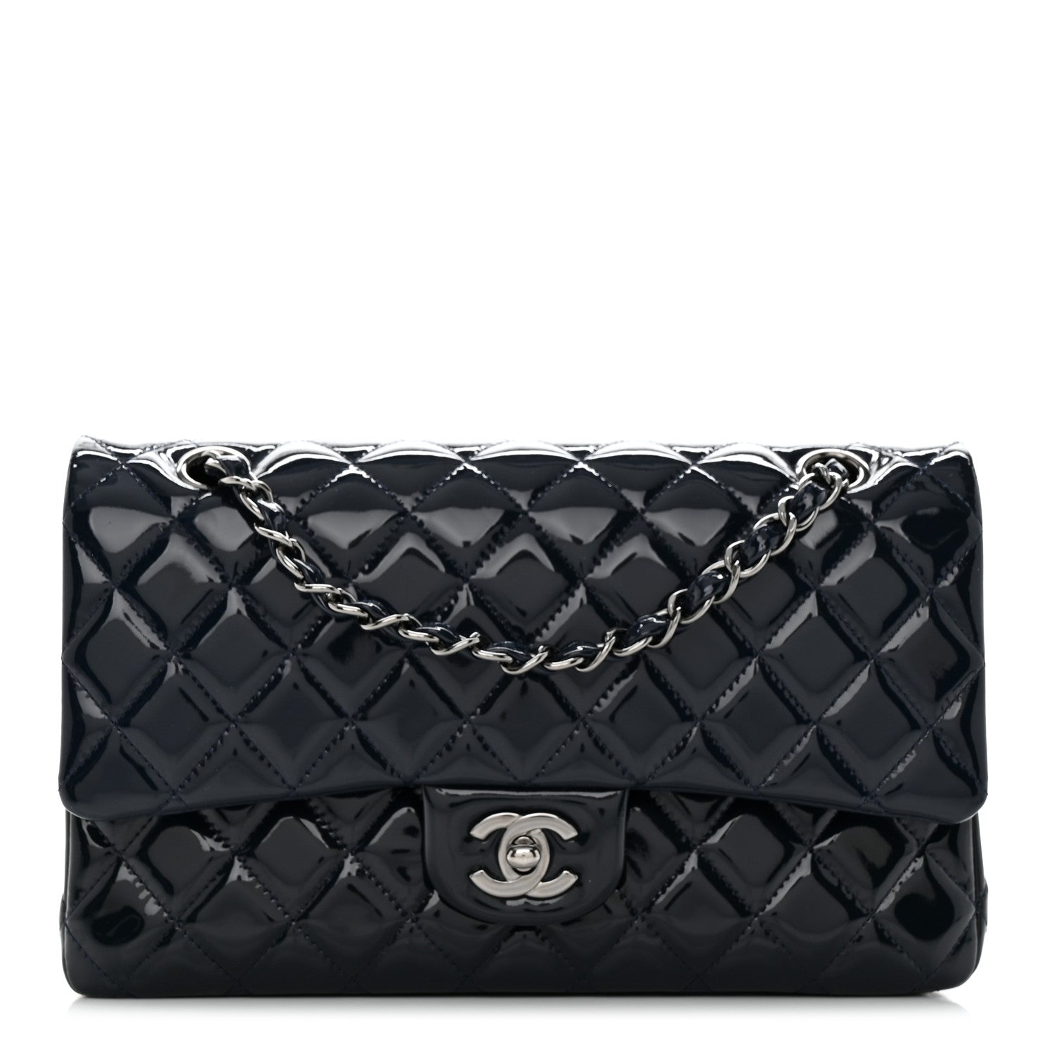 Chanel Patent Quilted Medium Double Flap Navy 1 of 10