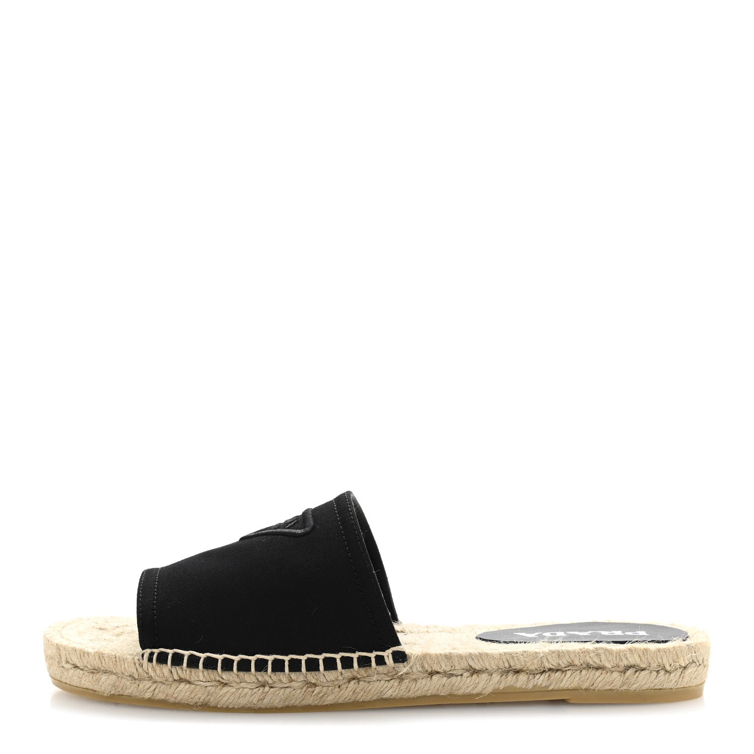 Prada Canvas Gabardine Triangle Logo Espadrilles Sandals 40 Black 1 of 10