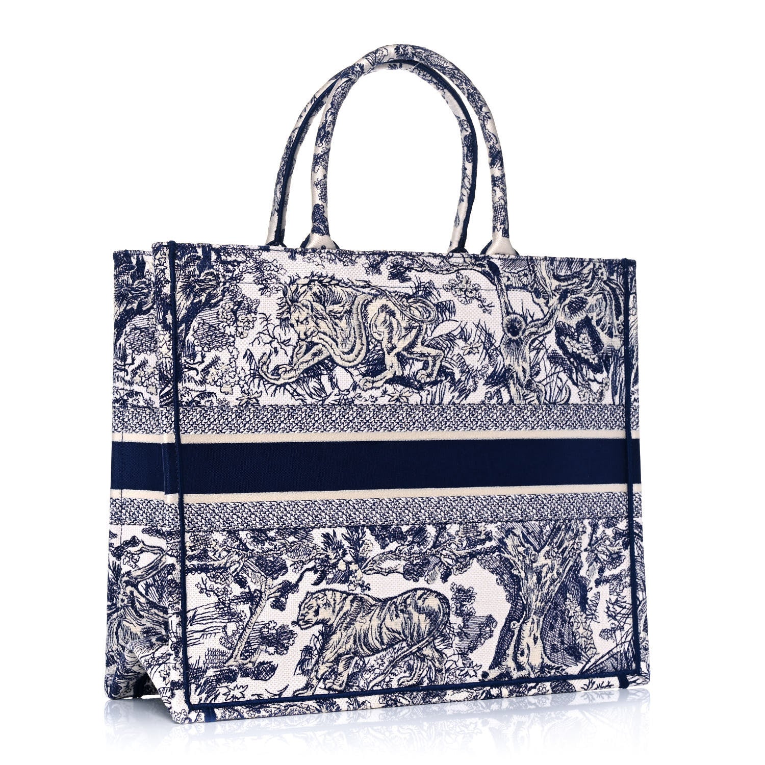 Christian Dior Canvas Embroidered Large Dioriviera Toile De Jouy Book Tote Blue 3 of 13