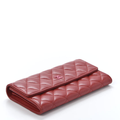 Chanel Lambskin Quilted Large Gusset Flap Wallet Red 3 of 9