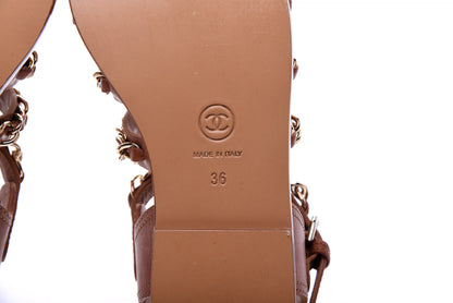 Chanel Calfskin Chain CC Flat Sandals 36 Beige 9 of 10